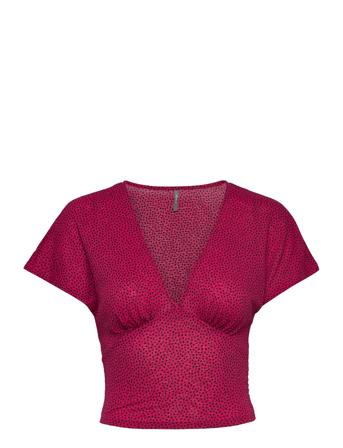 Onlpella S/S Short Foil Top Jrs T-shirts & Tops Short-sleeved Burgunder ONLY