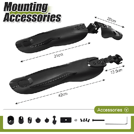Sykkel Skjold, 3-Delers Universal Tykk & Bred Sykkel Skjoldsett, Full Dekning Terrengsykkel Foran & Bak Skjold
