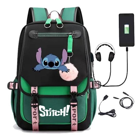 stitch ryggsäck barn ryggsäckar ryggväska med USB uttag 1st