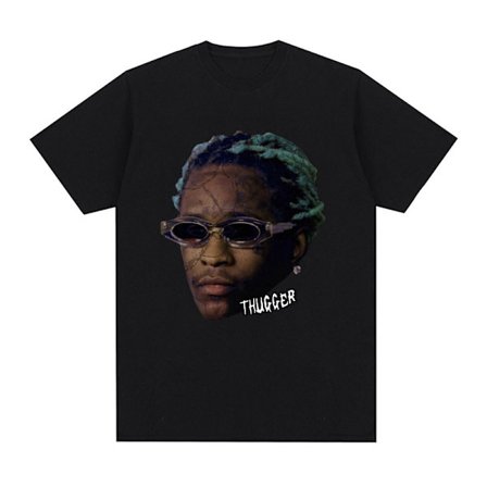 Rapper Young Thug Grafisk T-shirt Herr Dam Mode Hip Hop Vintage T-shirt