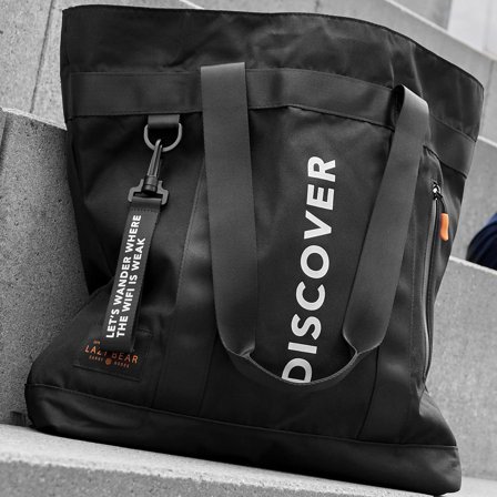 Lamair Black Discover Foldable Tote Bag for Men - Tote bags