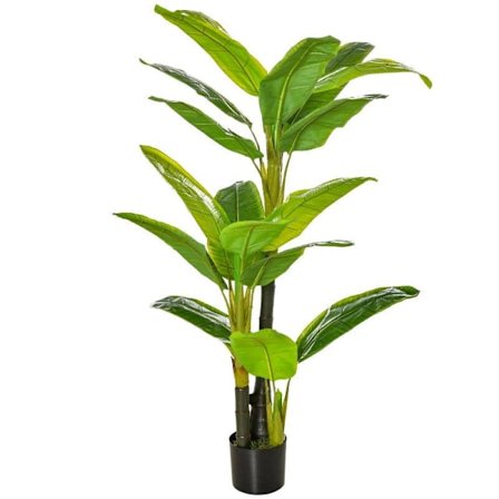Rootz kunstig plante - kunstigt tropisk banantræ - 18 blade - Hjemme - kontor - Udendørs - PEVA - PE - Cement - 17cm x 17cm x 150cm