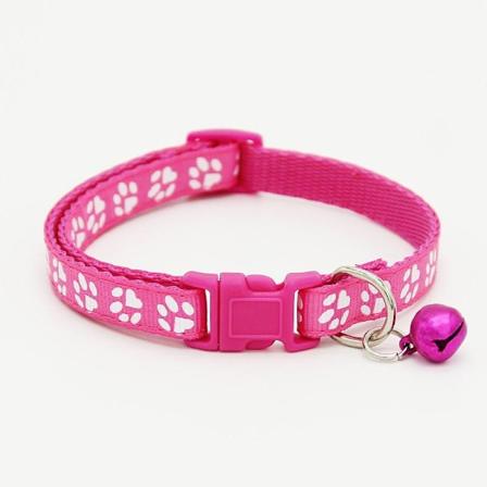 Små Katt Hundefliser Med Klokke Avtakbar Justerbar Hund Valp Bling Poteavtrykk Rose red