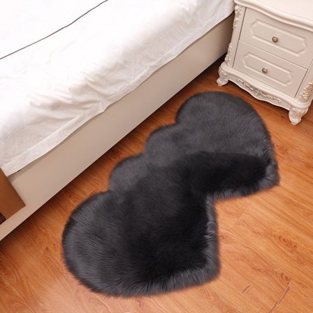 Dobbel hjerteformet Gulvteppe Love Sofaputer Matt MØRK