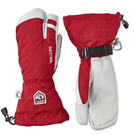 Hestra Army Leather Heli Ski 3 Finger Red