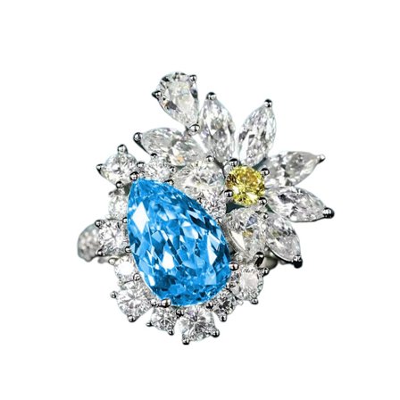 Damring Blomma Droppformad Falsk Topas Smycken Mode Utseende Justerbar Öppning Finger Ring Örhängen För Bröllop