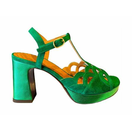 Chie Mihara Sandal Grøn, Dame Sandaler med hæl, Størrelse: 40 EU