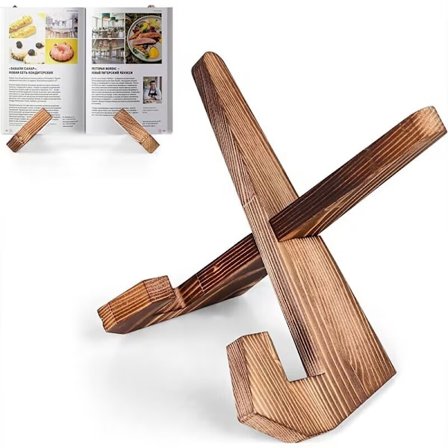 Köksträbokställ i trä, ställ för receptläsning