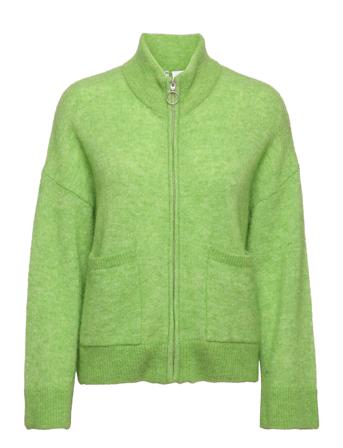 Slfsia Ls Knit Zipper Cardigan Ex Stickad Tröja Cardigan Grön Selected Femme