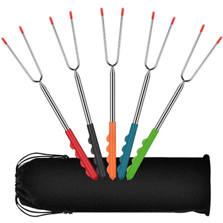 5 stk Grillspydde Utvidbare Rustfritt Stål med Bæreveske