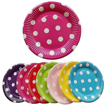 10 stk. 7 tommer Farverige Prik Fødselsdag Bryllup Kagefad