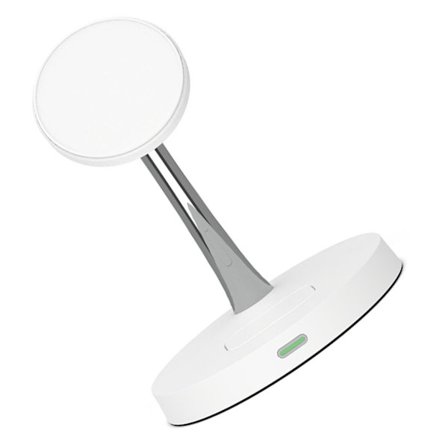 Latausteline puhelimelle, kellolle ja kuulokkeille, langaton magneettinen latausasema yövalolla