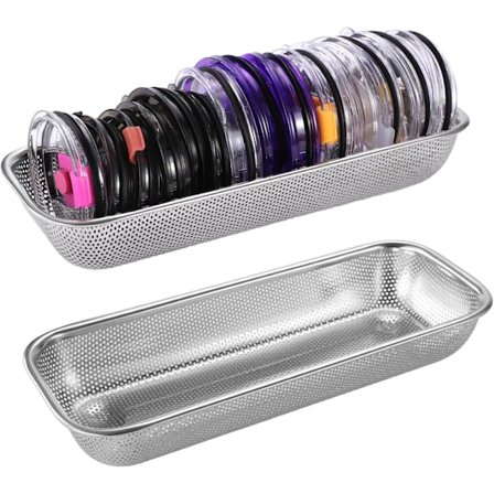 1 stk. rustfrit stål 304 skabsdåse låg opbevaringsstativ, glasburk låg opbevaringsstativ, rektangulær kurv