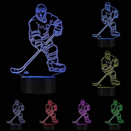 Jääkiekkoilija 3D Yövalo 3D Yövalo Lasten Valo Koti Sisustus LED Optinen Illuusio Valo Jääkiekko Lahjat Koristeellinen Valo