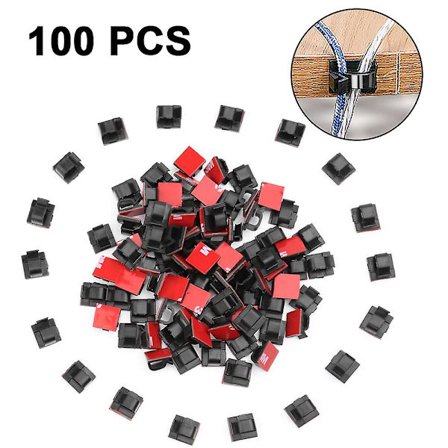 100 stk. Justerbare Kabelstyringsklips Klæbende Ledningsledning Ho