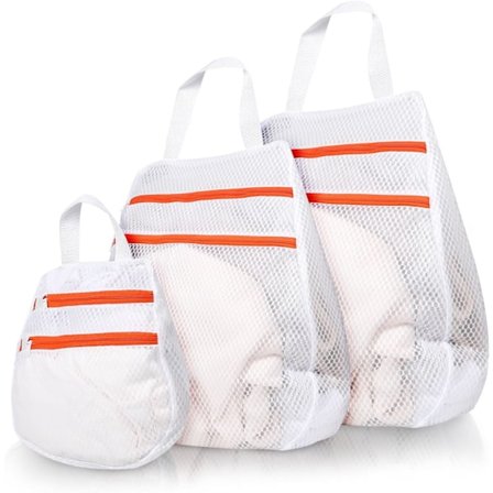 Vaskeposenett for klesvask, dobbeltlags vaskenett, skittentøyspose med glidelås, for BH, sokker - Hvit (30x30 cm, 40x40 cm, 50x50cm)