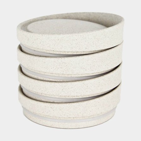 Lid for coffee mug HuskeeCup Universal Lid Natural, recycled coffee husk, beige, 4-pack