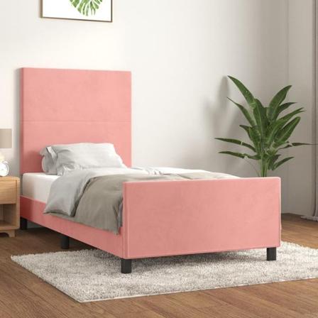 Vidaxl Sängram Med Huvudgavel Rosa 80x200 Cm Sammet Rosa