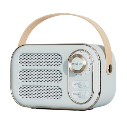 Multifunktionel Mini Bærbar FM Radio Bluetooth Højttaler USB TF AUX Indendørs Udendørs Retro Design Trådløs Højttaler Lyseblå