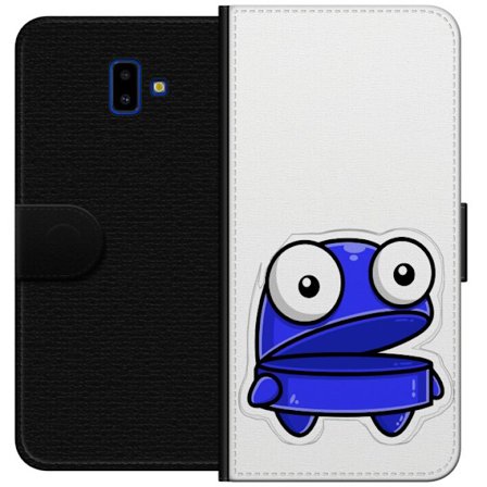 Kompatibel Tegnebogsetui til Samsung Samsung Galaxy J6+ Blå tegneseriefigur med åbent udtryk og store øjne i sjov illustration