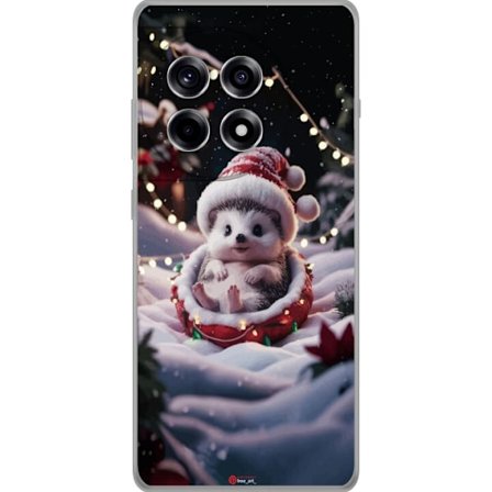 Yhteensopiva Puhelinkuori OnePlus 12R Söpö joulu siili joulupukki hattu talvi valot kodikas joulu suloinen siili juhlava lumi kuvaileva loma taide läm