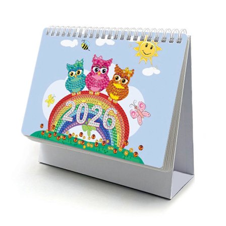DIY Diamant Maleri Kalender 2026, Bordkalender til Hjemmekontor, Tegneserie Diamant Maleri Kunst Sæt Gave til Børn Voksne
