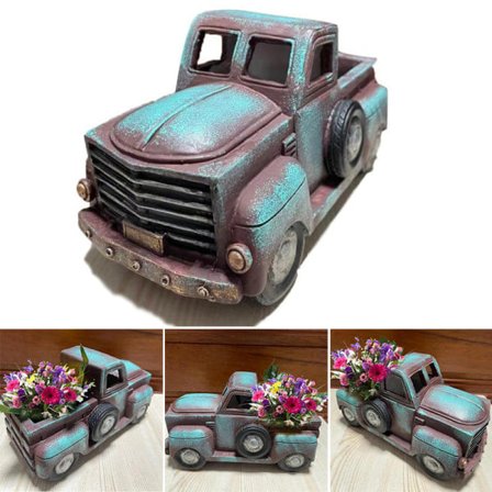 [NT] Kreativ bil blomsterpotte sukkulent plantebeholder retro harpiks håndverk ornament for hjem hage gårdsplass dekorasjon bil