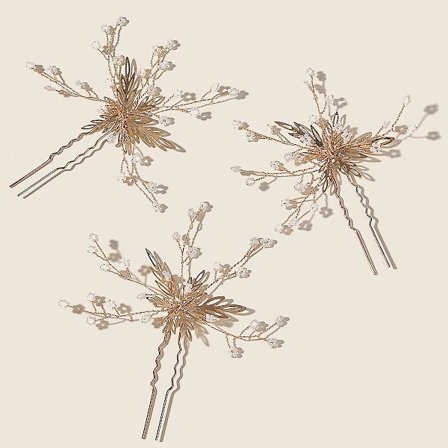 Retro Gyllene Hårnål Huvudbonad Kam Bakre Kam Hårtillbehör Bröllop Hårdekoration