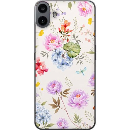 Kompatibel Mobilcover til Nothing Nothing CMF Phone 1 Blomstret mønster med håndmalede blomster, sommerfugle og insekter i romantisk skandinavisk st
