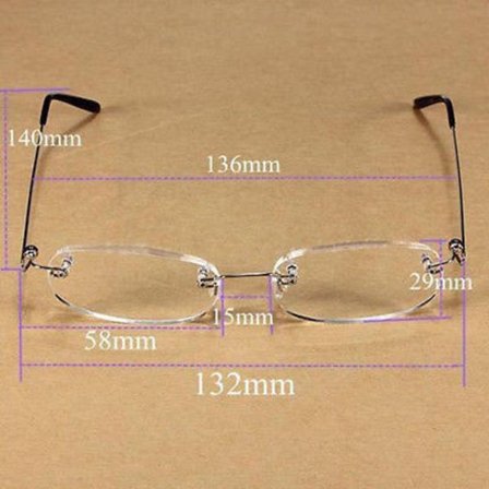 Ældre high-end, ultralette, rammeløse hukommelses-, afslappede og moderigtige læsebriller