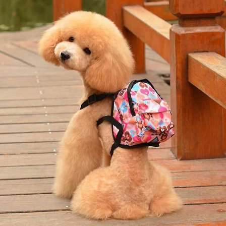 Hunde-Rygsæk med Pink Hjerte og Blå Dyreprint - Inkl. Snore