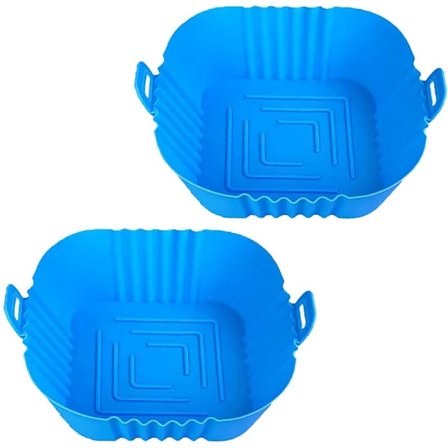 Silikoninen Air Fryer -astia, 8,5 tuuman uudelleenkäytettävät Air Fryer -vuoraukset, neliönmuotoiset Air Fryer -tarvikkeet, Silikoninen (2 x Sininen)