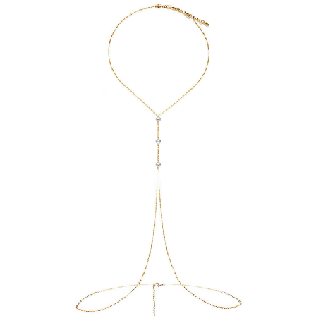 1 stk. Sexy Perlekæde Boho Guld Kropskæde Talje Mavekæde