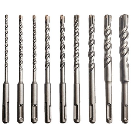 9-delad 160 mm SDS plus murborr-set med multi-point dubbel spiralhammare