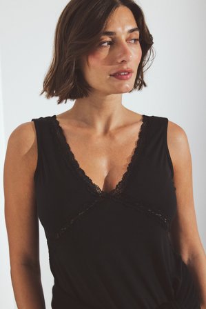 NA-KD Lace Insert Top - Ærmeløse toppe - Sort - XL