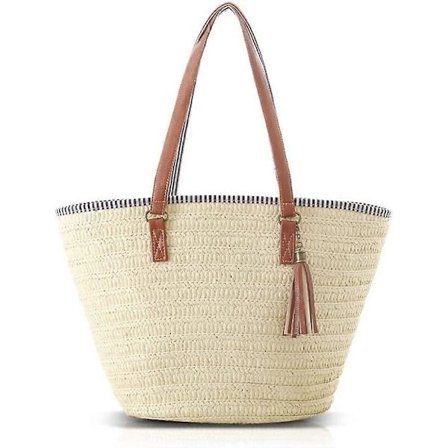 Damhandväskor Sommarstrandväskor Stora tygväskor Halmväskor med tofsar Damhandväskor för resor, semester och shopping