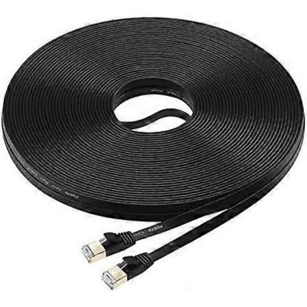 Cat7 Ethernet-kabel 15 m Cat 7 Platt RJ45 Hög Hastighet 10 Gigabit LAN nätverk Internet för Xbox, PS4, Modem, router, switch, PC, TV Box 15 m Svart