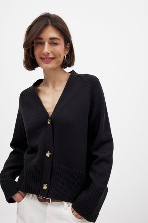 NA-KD Oversize stickad kofta - Koftor & Cardigans - Svart - XS