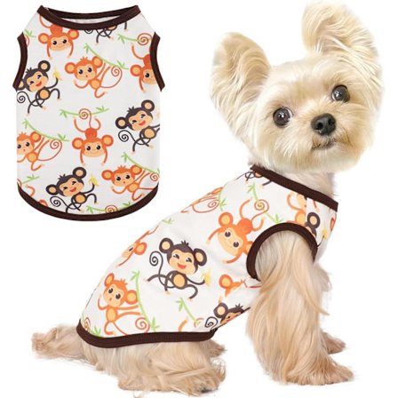 Hvalpe Tøj, Hunde T-shirt til Små Hunde – Strækbar Sommer Hunde T-shirt, Let og Åndbar Kæledyrsdragt til Hvalpe, Katte (Monkey D