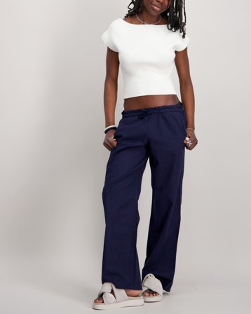 Gina Tricot Young Y low linen blend trousers Blauw Broeken Meisjes - Kids Brand Store