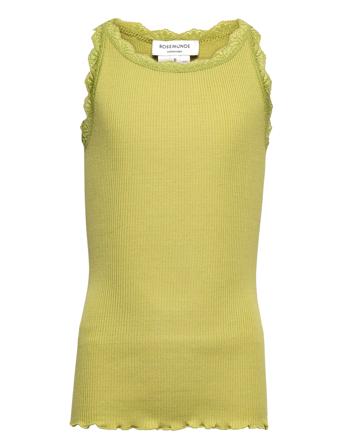 Silk Top W/ Lace T-shirts Sleeveless Grønn Rosemunde Kids*Betinget Tilbud
