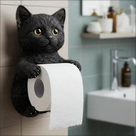 Sød Kat Toiletrulleholder - Bedårende Vægmonteret Badeværelsestissue Dispenser med Kattedesign til Boligindretning