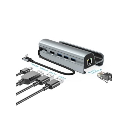 Legion Go Dockningsstation/Steam Deck/ROG Ally Bas Legion Go 6-i-1 med HDMI 2.0 4K@60Hz 1000Mbps Ethernet 3 X USB-A YEMAESRE