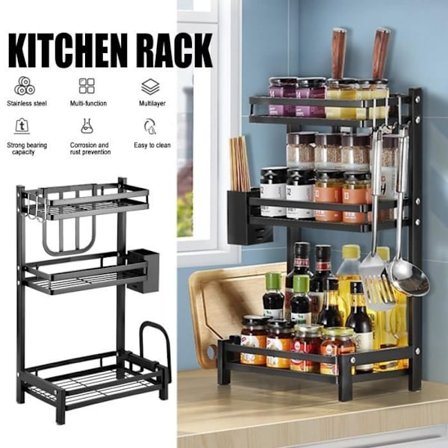 Krydderihylde - 3-lags køkkenopbevaringshylde 37,7 x 23,4 x 61 cm