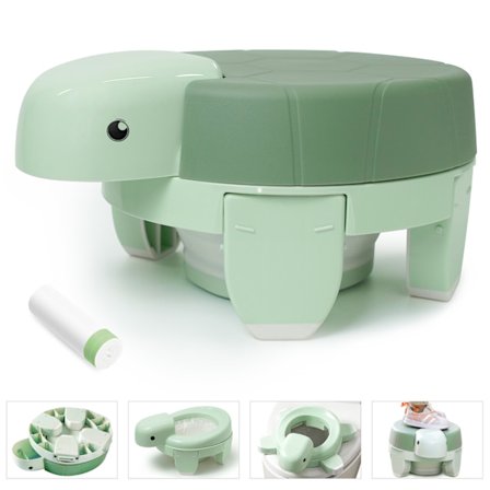 4-i-1 Pottetræningstoilet, Bærbart Rejsepotte til Børn, Sammenklappeligt Toiletsæde, Velegnet til Rejser, Bil, Camping, Indendørs og Udendørs