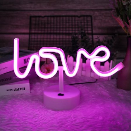 Love Neonskilt, LED Nattlys for Soveromsdekor, USB/Batteridrevet