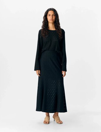 Object Objlaila Mw Lo Long Skirt Div - Black - XS