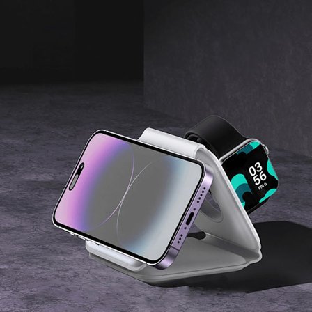 Dudao 3-in-1 Trådlös Laddare Induktionsladdare 15W - Vit
