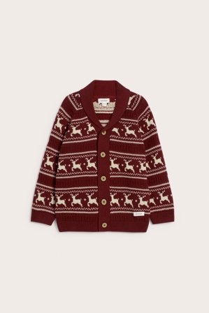 Newbie | Jacquardstickad kofta Röd 86/92 | Röd