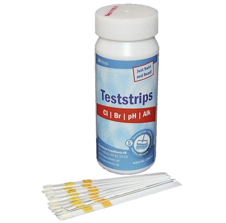 Planet Pool 2306754 Teststicka pH/klor/brom/alkalinitet, 50-pack, Pooler & utebad